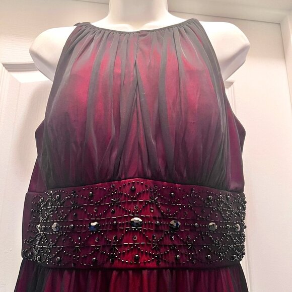 Jessica Howard Dresses & Skirts - Jessica Howard Beaded/Sequins Waistline-Black Sheer/Red Lining-Size 12P-Formal